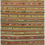 Anadolu Eskitme Multi Renk Pamuk Üzerine Yün El Dokuma Kilim-185x290