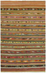 Anadolu Eskitme Multi Renk Pamuk Üzerine Yün El Dokuma Kilim-185x290