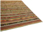Anadolu Eskitme Multi Renk Pamuk Üzerine Yün El Dokuma Kilim-185x290 - Görsel 2