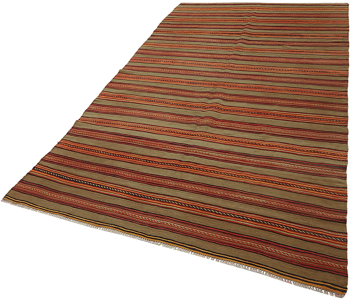 Anadolu Eskitme Multi Renk Pamuk Üzerine Yün El Dokuma Kilim-153x270 - Görsel 3