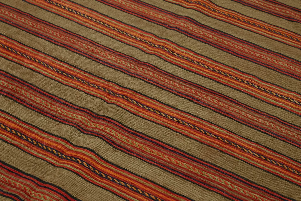 Anadolu Eskitme Multi Renk Pamuk Üzerine Yün El Dokuma Kilim-153x270 - Görsel 5