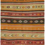 Anadolu Eskitme Multi Renk Pamuk Üzerine Yün El Dokuma Kilim-153x263