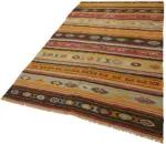 Anadolu Eskitme Multi Renk Pamuk Üzerine Yün El Dokuma Kilim-153x263 - Görsel 3