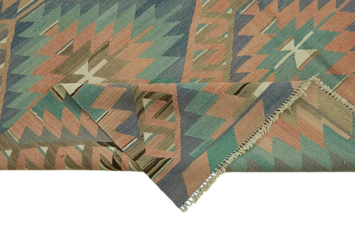 Anadolu Eskitme Multi Renk Pamuk Üzerine Yün El Dokuma Kilim-183x325 - Görsel 6