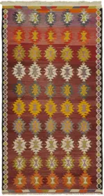 Anadolu Eskitme Multi Renk Pamuk Üzerine Yün El Dokuma Kilim-174x310