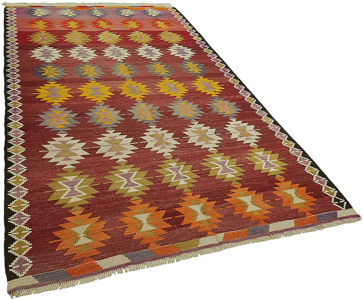 Anadolu Eskitme Multi Renk Pamuk Üzerine Yün El Dokuma Kilim-174x310 - Görsel 2