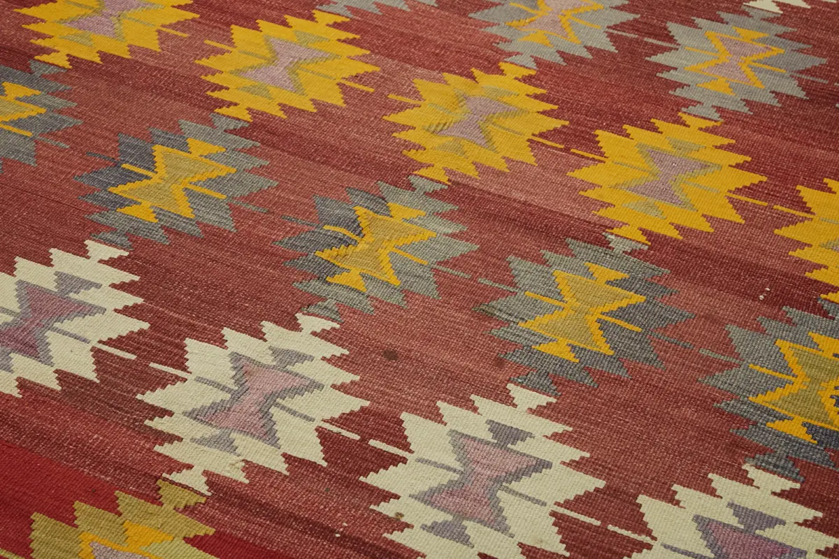 Anadolu Eskitme Multi Renk Pamuk Üzerine Yün El Dokuma Kilim-174x310 - Görsel 5