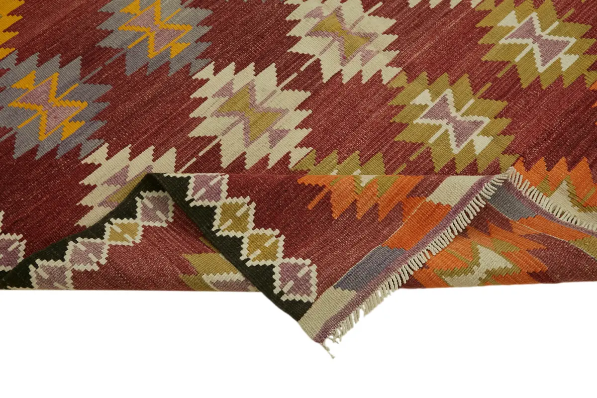 Anadolu Eskitme Multi Renk Pamuk Üzerine Yün El Dokuma Kilim-174x310 - Görsel 6