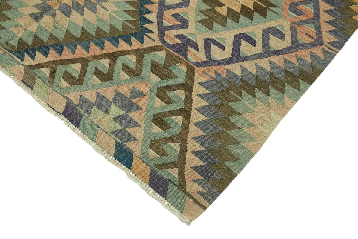 Anadolu Eskitme Multi Renk Pamuk Üzerine Yün El Dokuma Kilim-176x324 - Görsel 4