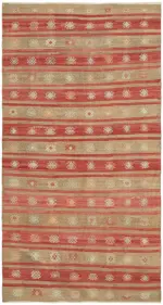 Anadolu Eskitme Multi Renk Pamuk Üzerine Yün El Dokuma Kilim-174x326