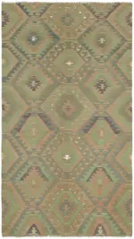 Anadolu Eskitme Multi Renk Pamuk Üzerine Yün El Dokuma Kilim-183x322