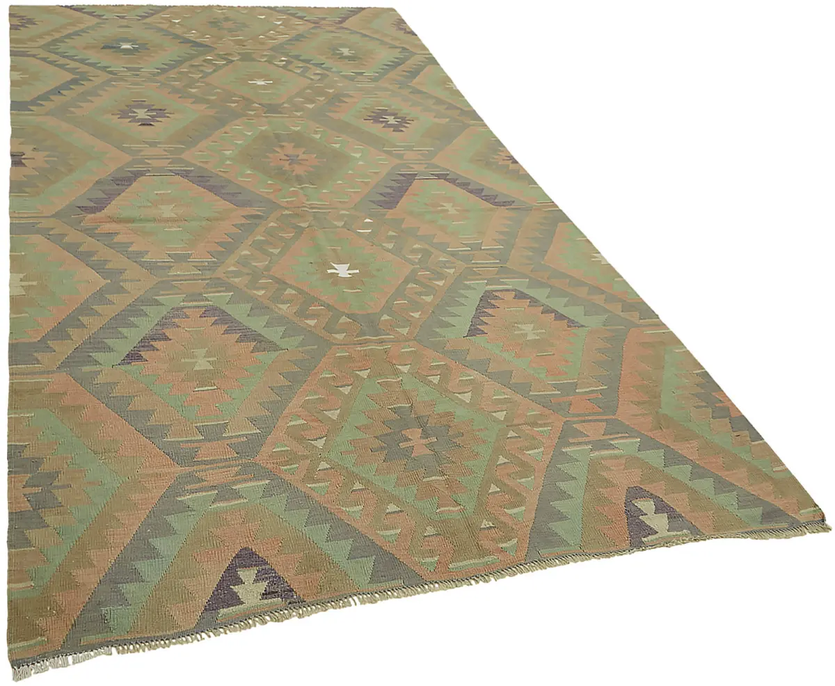 Anadolu Eskitme Multi Renk Pamuk Üzerine Yün El Dokuma Kilim-183x322 - Görsel 2