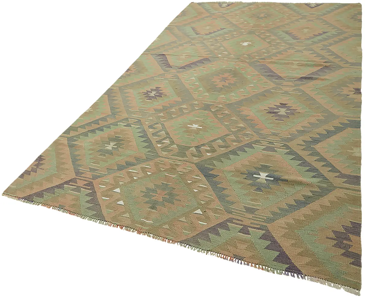 Anadolu Eskitme Multi Renk Pamuk Üzerine Yün El Dokuma Kilim-183x322 - Görsel 3
