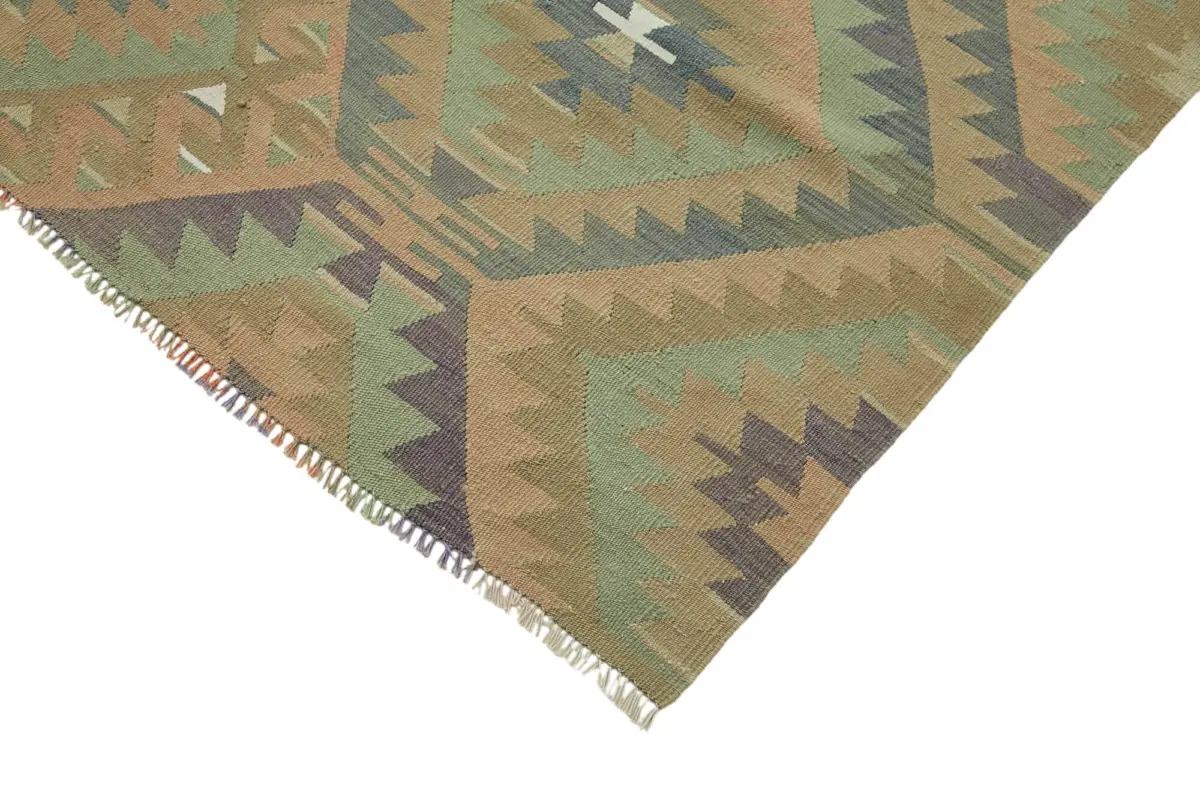 Anadolu Eskitme Multi Renk Pamuk Üzerine Yün El Dokuma Kilim-183x322 - Görsel 4