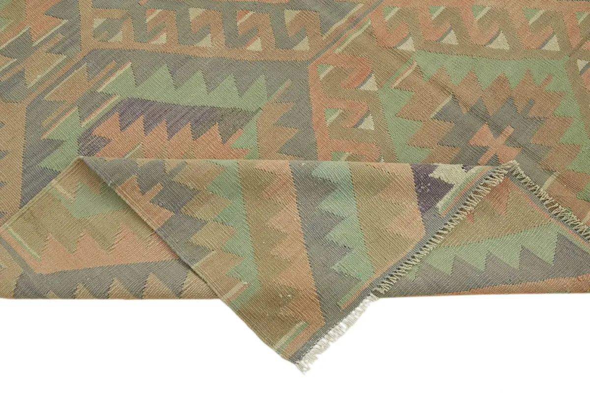 Anadolu Eskitme Multi Renk Pamuk Üzerine Yün El Dokuma Kilim-183x322 - Görsel 6