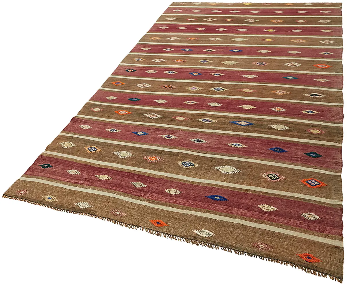 Anadolu Eskitme Multi Renk Pamuk Üzerine Yün El Dokuma Kilim-167x293 - Görsel 3