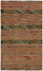 Anadolu Eskitme Multi Renk Pamuk Üzerine Yün El Dokuma Kilim-156x257