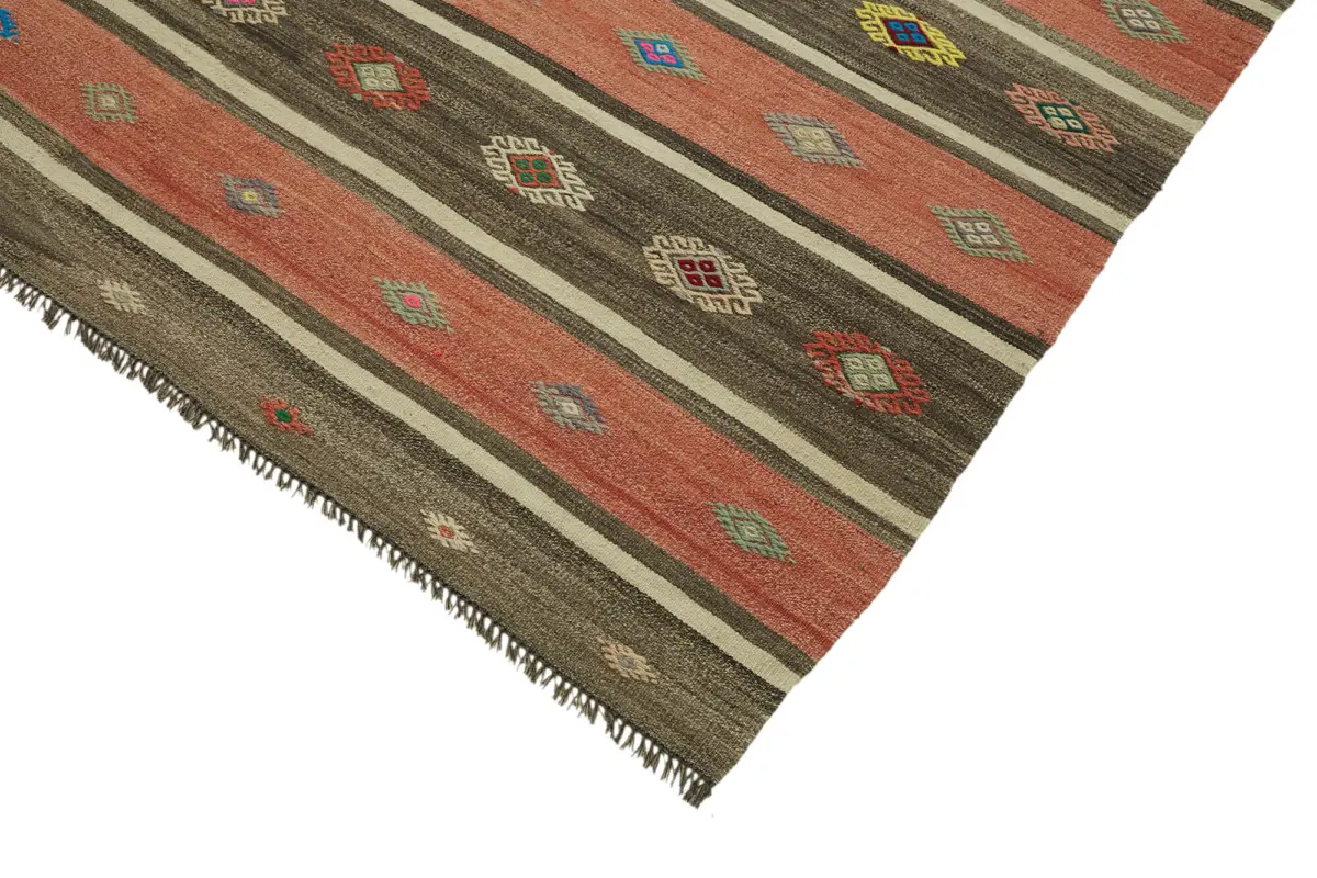 Anadolu Eskitme Multi Renk Pamuk Üzerine Yün El Dokuma Kilim-172x314 - Görsel 4