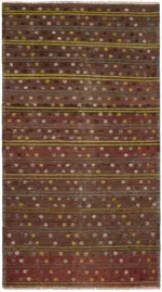 Anadolu Eskitme Multi Renk Pamuk Üzerine Yün El Dokuma Kilim-173x303