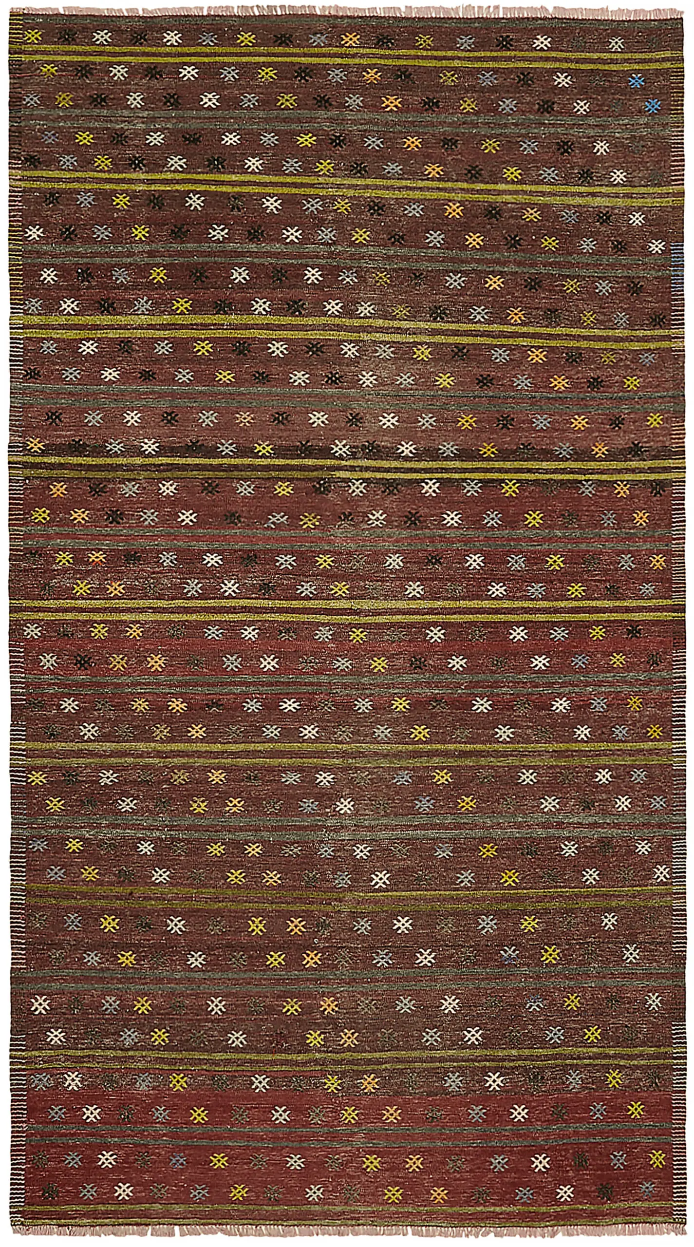 Anadolu Eskitme Multi Renk Pamuk Üzerine Yün El Dokuma Kilim-173x303 - Görsel 1