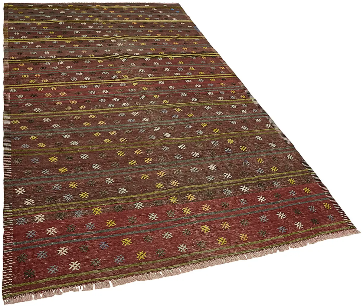 Anadolu Eskitme Multi Renk Pamuk Üzerine Yün El Dokuma Kilim-173x303 - Görsel 2