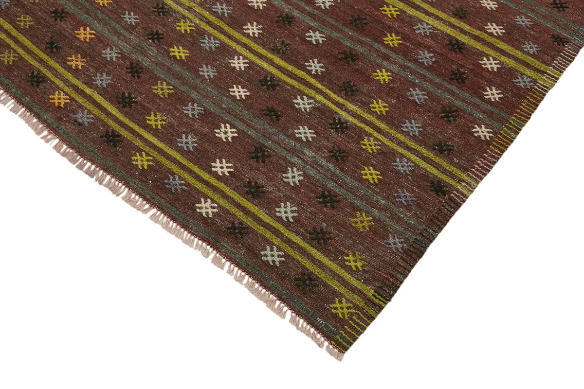 Anadolu Eskitme Multi Renk Pamuk Üzerine Yün El Dokuma Kilim-173x303 - Görsel 4