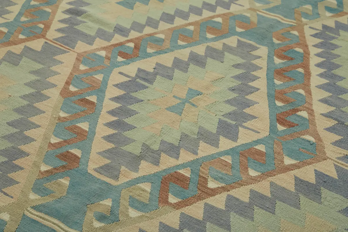 Anadolu Eskitme Multi Renk Pamuk Üzerine Yün El Dokuma Kilim-200x356 - Görsel 5