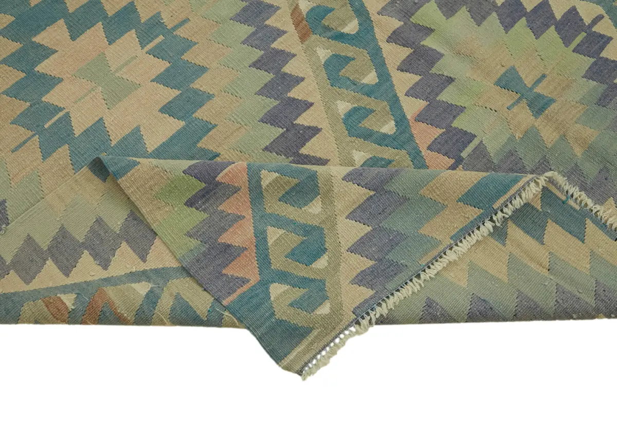 Anadolu Eskitme Multi Renk Pamuk Üzerine Yün El Dokuma Kilim-200x356 - Görsel 6