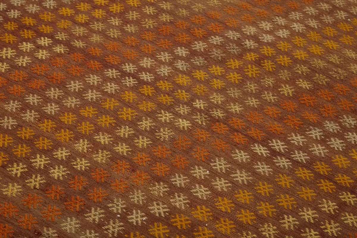 Anadolu Eskitme Multi Renk Pamuk Üzerine Yün El Dokuma Kilim-185x292 - Görsel 5