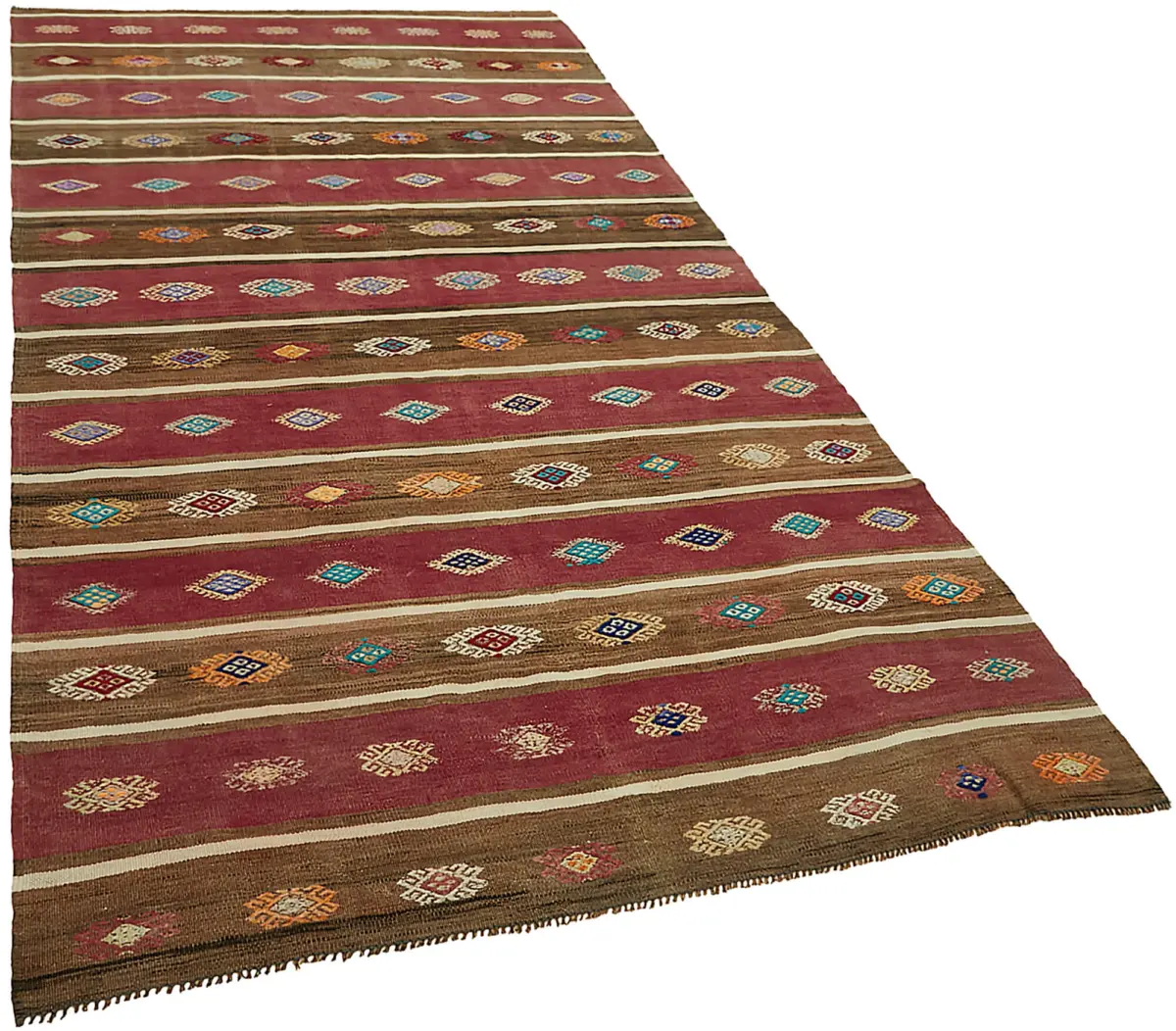 Anadolu Eskitme Multi Renk Pamuk Üzerine Yün El Dokuma Kilim-162x305 - Görsel 2