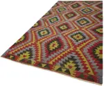 Anadolu Eskitme Multi Renk Pamuk Üzerine Yün El Dokuma Kilim-181x351 - Görsel 3