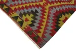 Anadolu Eskitme Multi Renk Pamuk Üzerine Yün El Dokuma Kilim-181x351 - Görsel 4