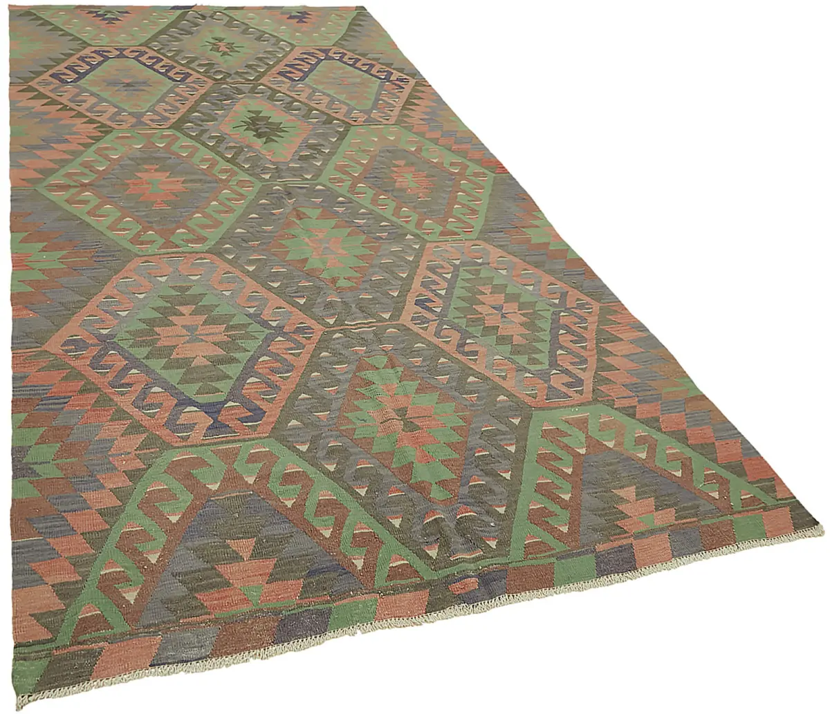 Anadolu Eskitme Multi Renk Pamuk Üzerine Yün El Dokuma Kilim-167x330 - Görsel 2