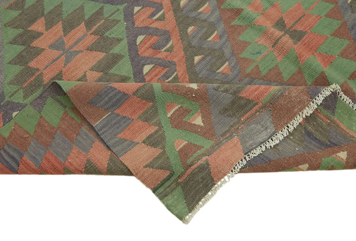 Anadolu Eskitme Multi Renk Pamuk Üzerine Yün El Dokuma Kilim-167x330 - Görsel 6