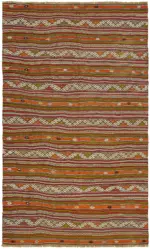 Anadolu Eskitme Multi Renk Pamuk Üzerine Yün El Dokuma Kilim-175x305