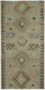 Anadolu Eskitme Multi Renk Pamuk Üzerine Yün El Dokuma Kilim-168x331