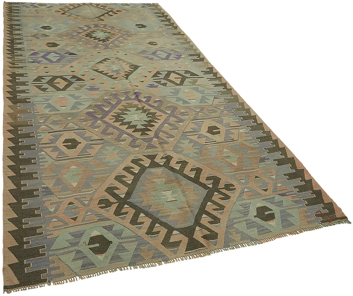 Anadolu Eskitme Multi Renk Pamuk Üzerine Yün El Dokuma Kilim-168x331 - Görsel 2