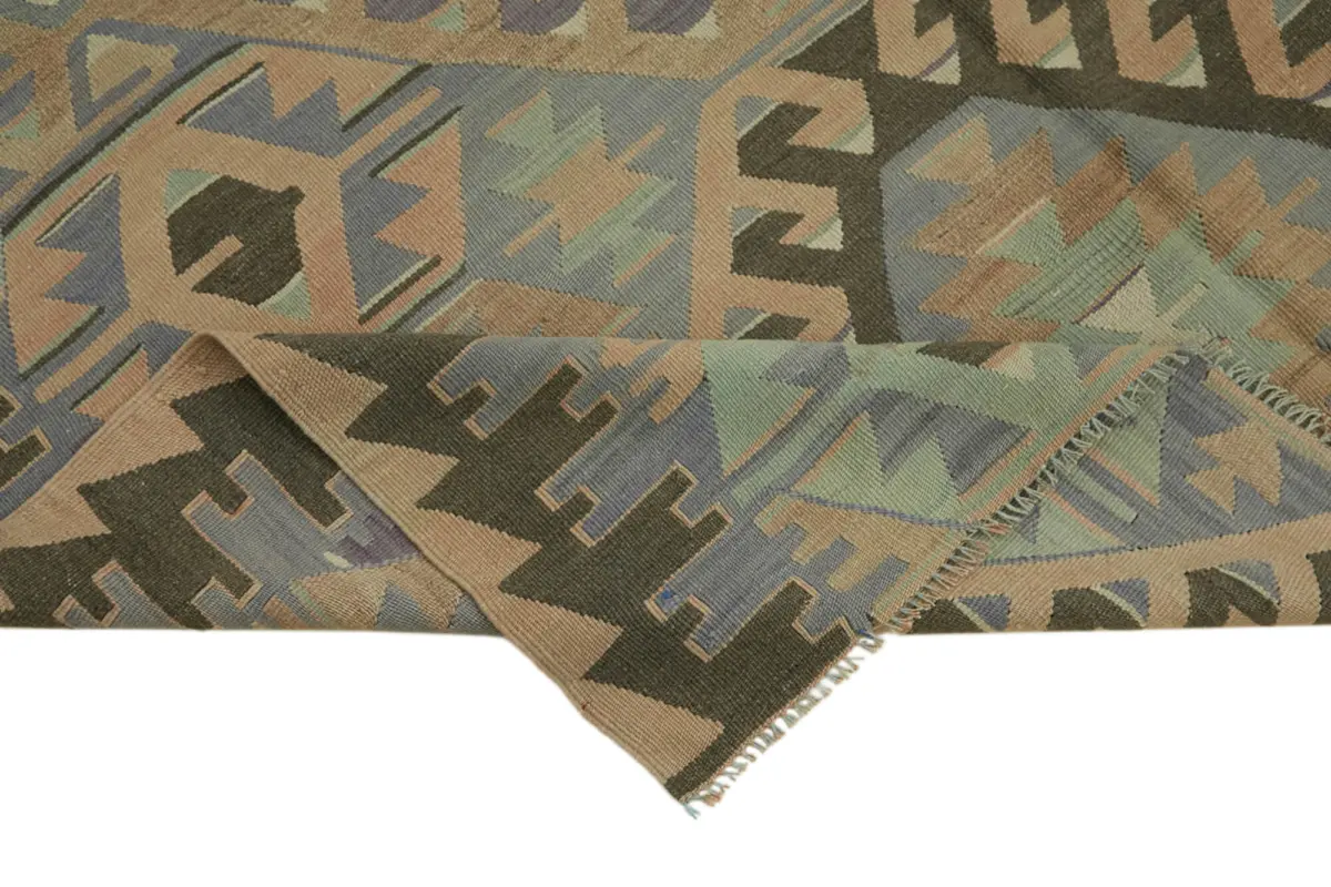 Anadolu Eskitme Multi Renk Pamuk Üzerine Yün El Dokuma Kilim-168x331 - Görsel 6