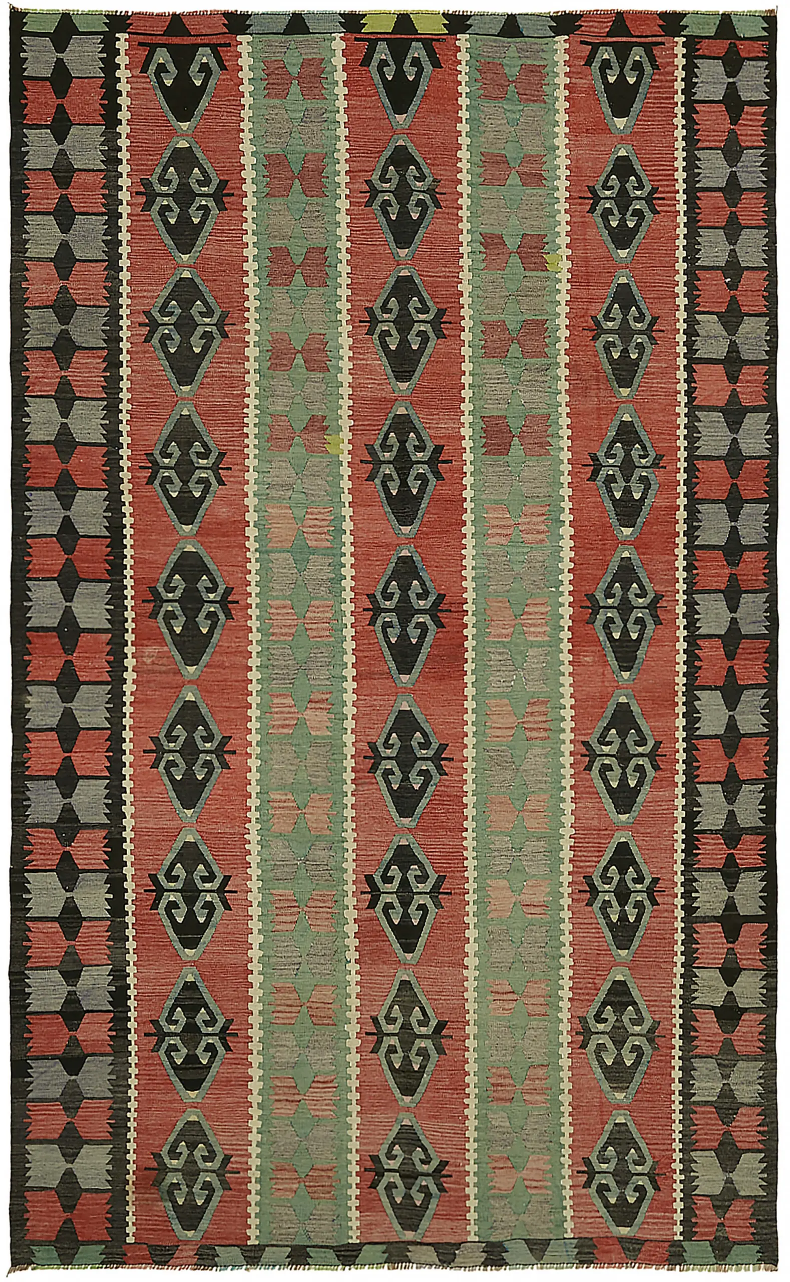 Rc_46025_0_Multicolor_Anatolian_Kilim_Rugs Anadolu Eskitme Multi Renk Pamuk Üzerine Yün El Dokuma Kilim-195x320 - Görsel 1