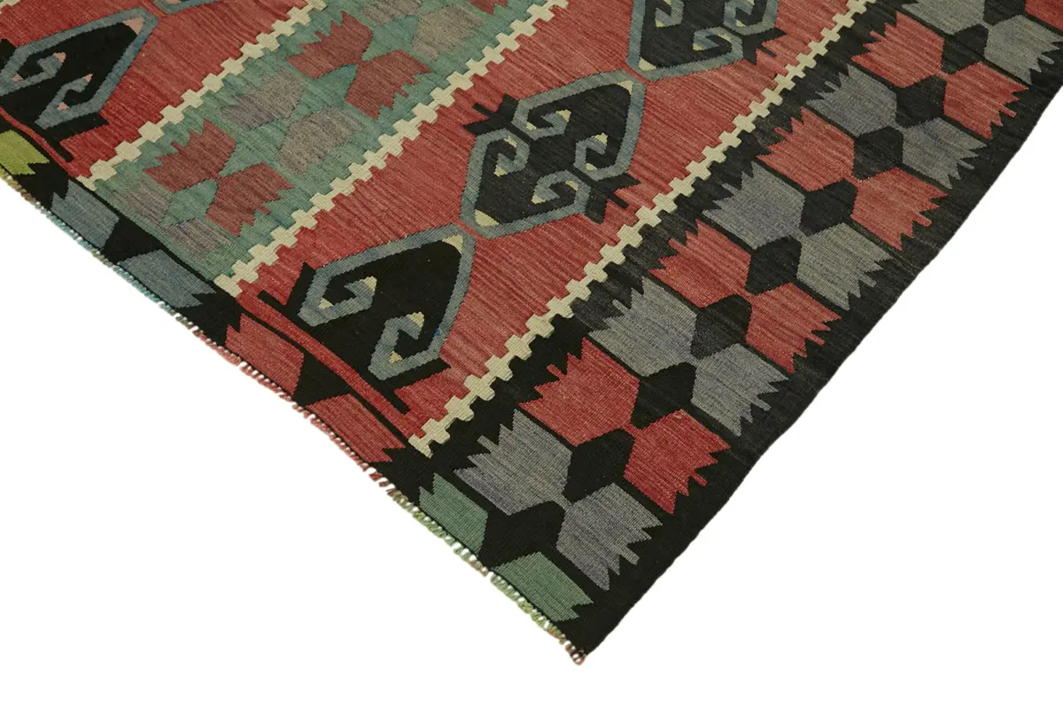 Anadolu Eskitme Multi Renk Pamuk Üzerine Yün El Dokuma Kilim-195x320 - Görsel 4