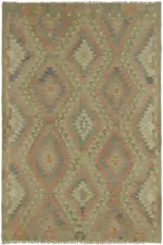 Anadolu Eskitme Multi Renk Pamuk Üzerine Yün El Dokuma Kilim-167x246