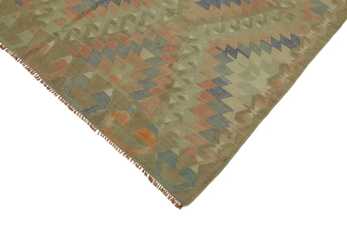 Anadolu Eskitme Multi Renk Pamuk Üzerine Yün El Dokuma Kilim-167x246 - Görsel 4