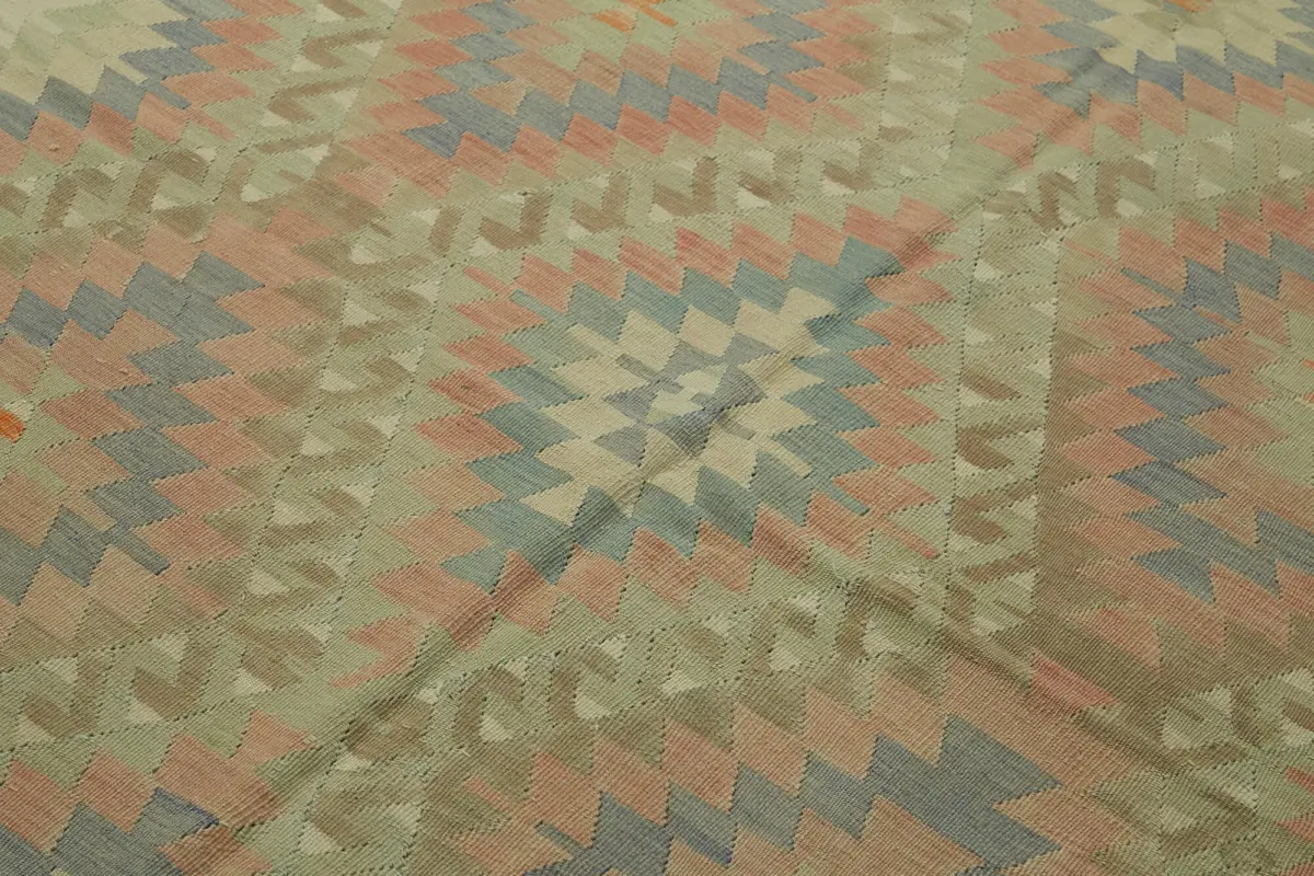 Anadolu Eskitme Multi Renk Pamuk Üzerine Yün El Dokuma Kilim-167x246 - Görsel 5