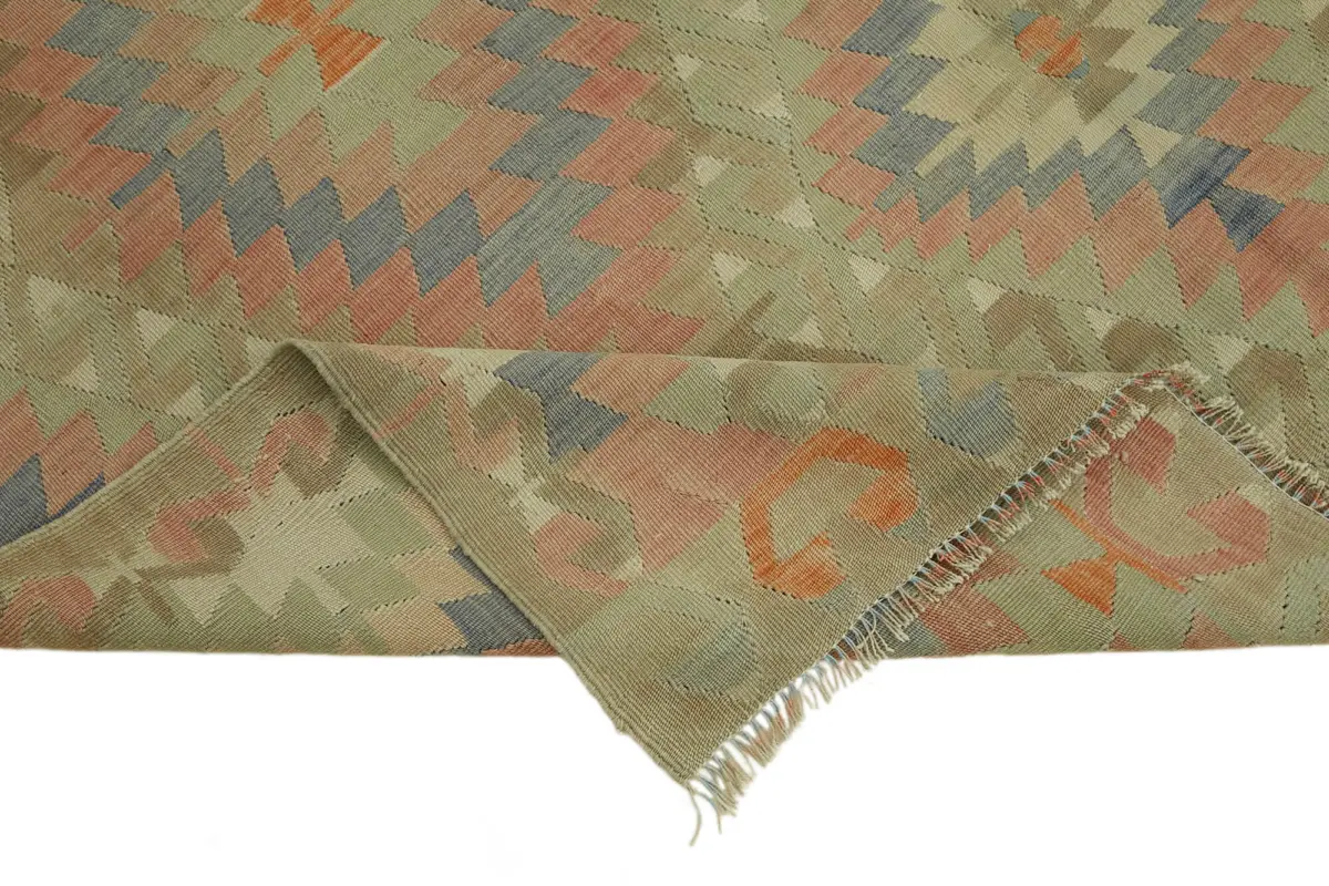 Anadolu Eskitme Multi Renk Pamuk Üzerine Yün El Dokuma Kilim-167x246 - Görsel 6