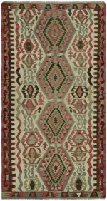 Anadolu Eskitme Multi Renk Pamuk Üzerine Yün El Dokuma Kilim-150x278