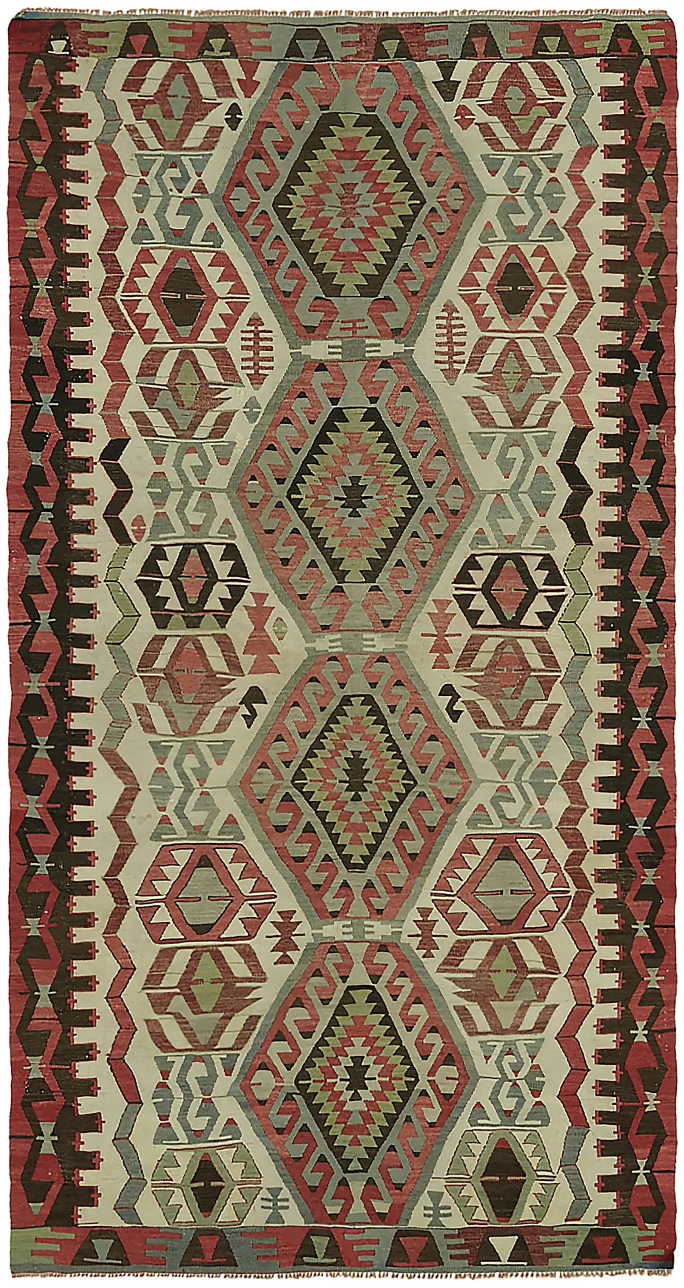 Anadolu Eskitme Multi Renk Pamuk Üzerine Yün El Dokuma Kilim-150x278 - Görsel 1