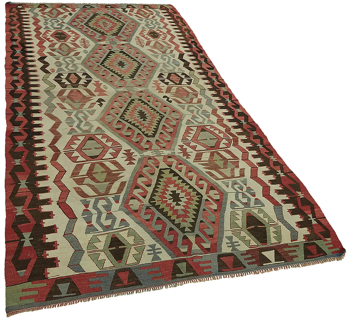 Anadolu Eskitme Multi Renk Pamuk Üzerine Yün El Dokuma Kilim-150x278 - Görsel 2