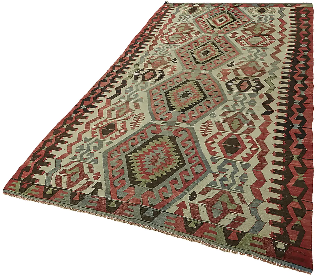 Anadolu Eskitme Multi Renk Pamuk Üzerine Yün El Dokuma Kilim-150x278 - Görsel 3