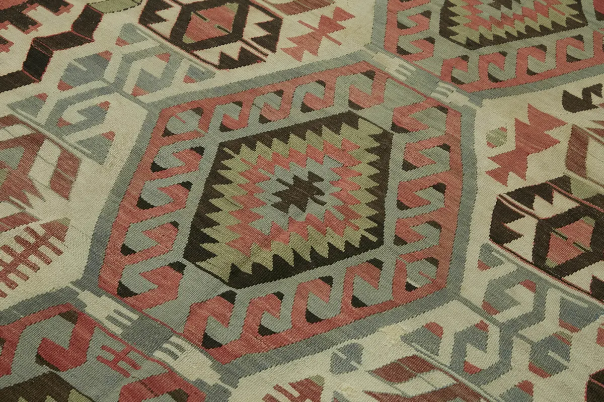 Anadolu Eskitme Multi Renk Pamuk Üzerine Yün El Dokuma Kilim-150x278 - Görsel 5