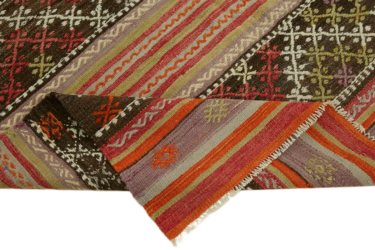 Anadolu Eskitme Multi Renk Pamuk Üzerine Yün El Dokuma Kilim-174x255 - Görsel 6